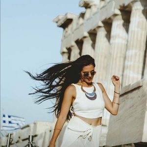 Rose gold and silver metallic statement necklace